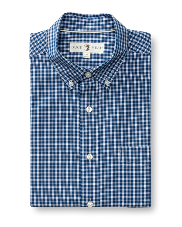 Cotton Cashmere Poplin Sport Shirt - Bridger Plaid - Navy Peony