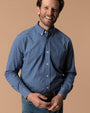 Cotton Cashmere Poplin Sport Shirt - Bridger Plaid - Navy Peony