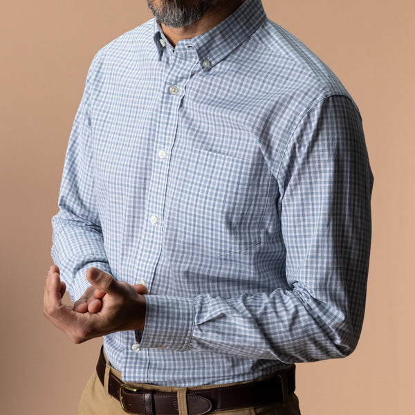 Cotton Cashmere Poplin Sport Shirt - Bray Plaid - Wildblown Sky