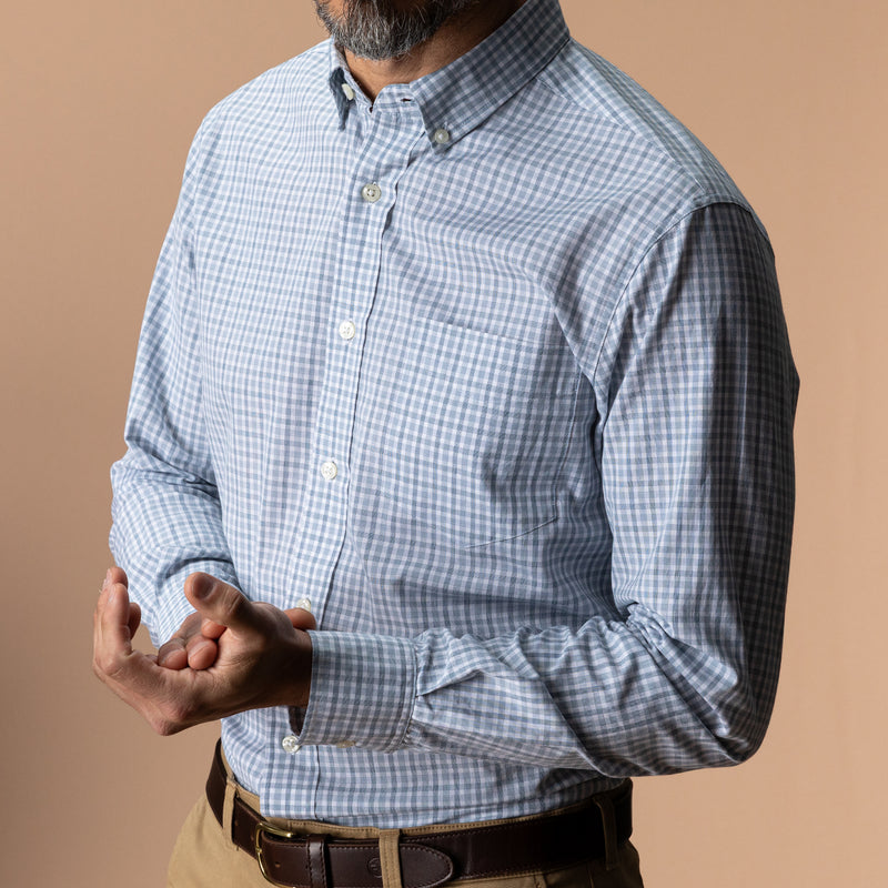 Cotton Cashmere Poplin Sport Shirt - Bray Plaid - Wildblown Sky