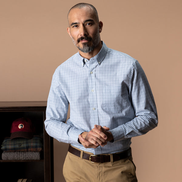 Cotton Cashmere Poplin Sport Shirt - Bray Plaid - Wildblown Sky