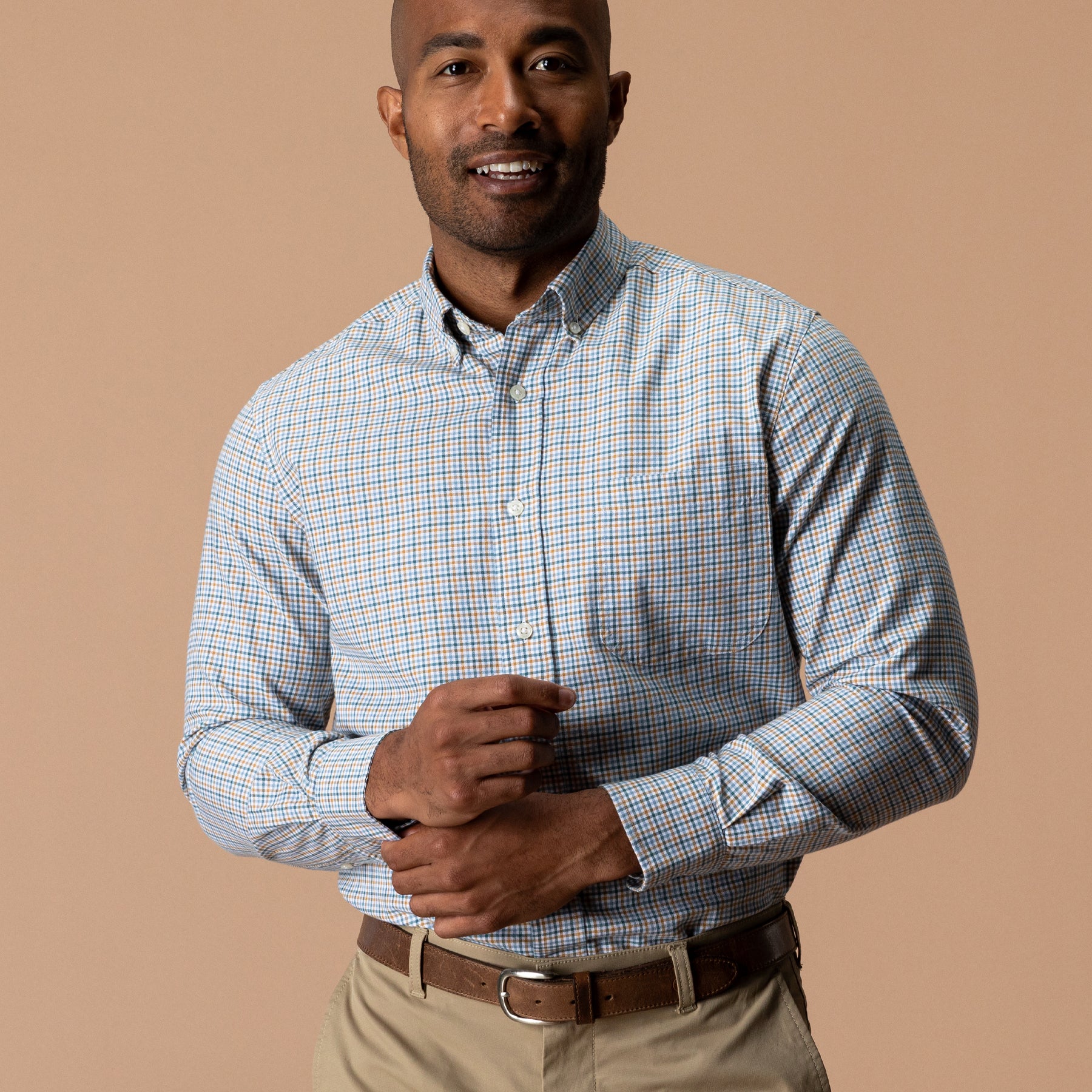 Cotton Oxford Sport Shirt - Holling Plaid - Amberwood