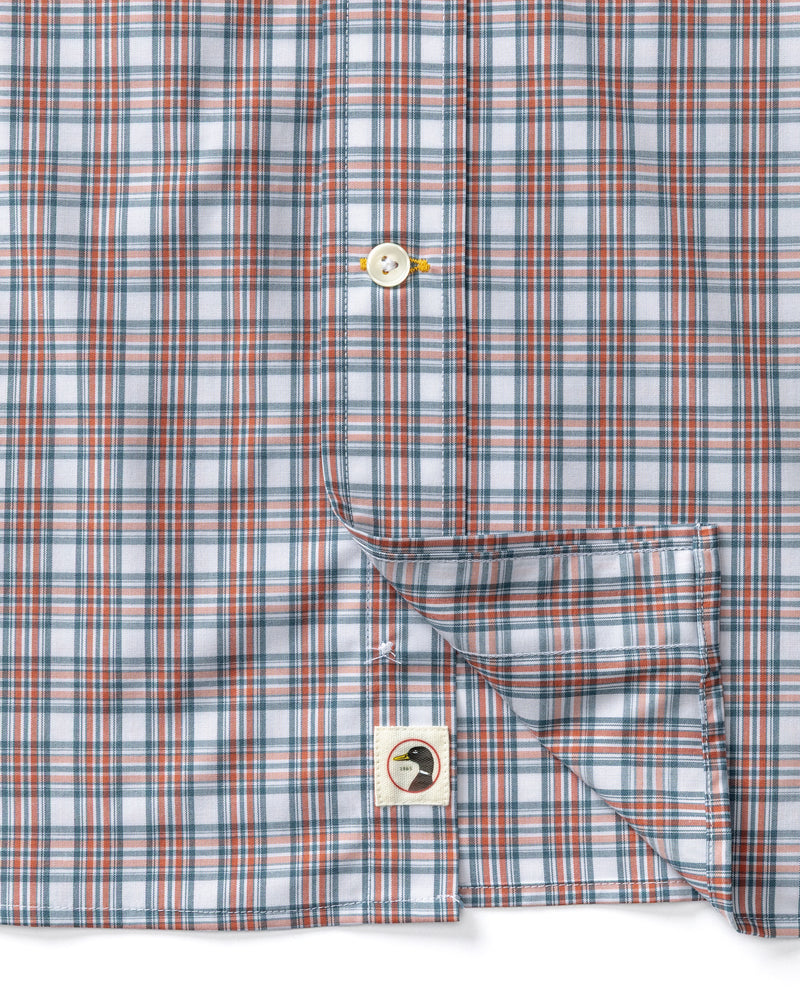 Performance Poplin Sport Shirt - Barrett Plaid - Cedarwood Red