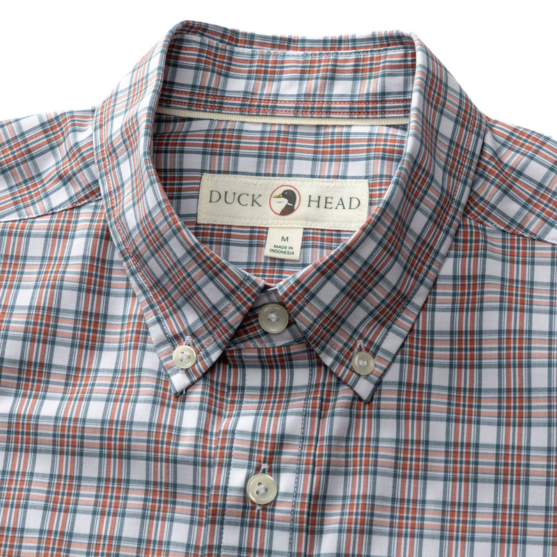 Performance Poplin Sport Shirt - Barrett Plaid - Cedarwood Red