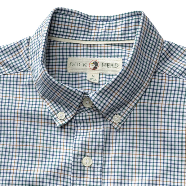 Cotton Twill Sport Shirt - Goodwin Plaid - Midnight Teal