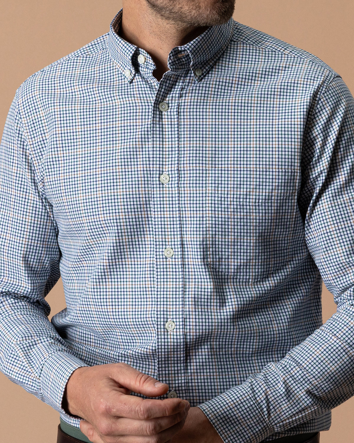 Cotton Twill Sport Shirt - Goodwin Plaid - Midnight Teal