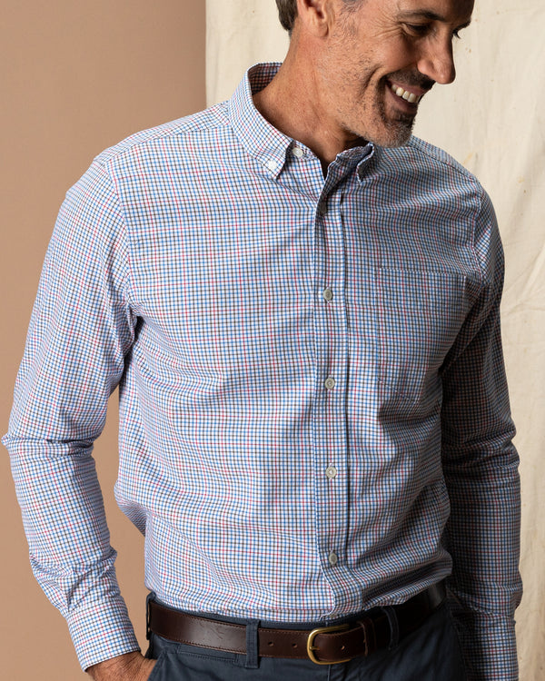 Cotton Twill Sport Shirt - Goodwin Plaid - Deep Water