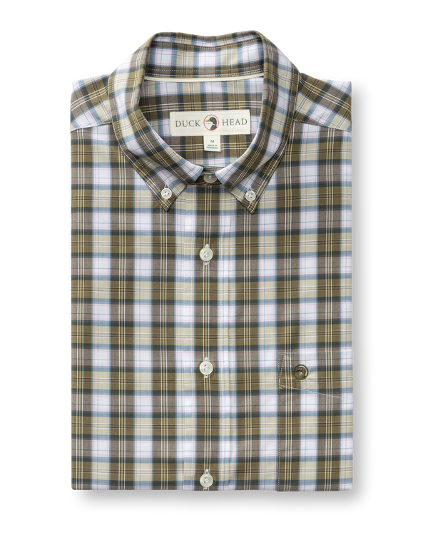 Performance Poplin Sport Shirt - Aldridge Plaid - Dark Olive