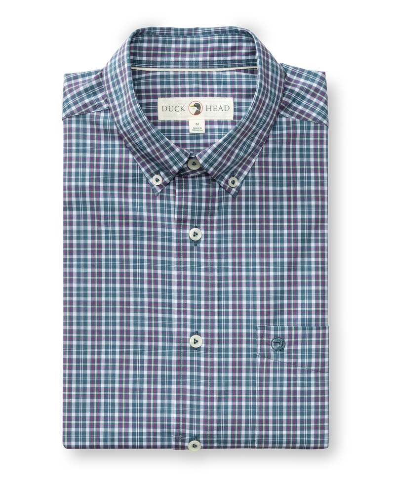 Performance Poplin Sport Shirt - Fraiser Plaid - Stormy Teal