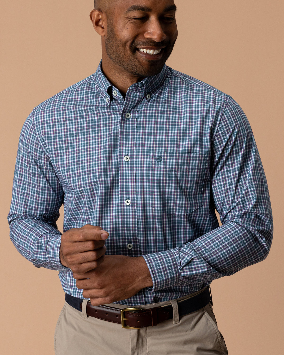 Performance Poplin Sport Shirt - Fraiser Plaid - Stormy Teal