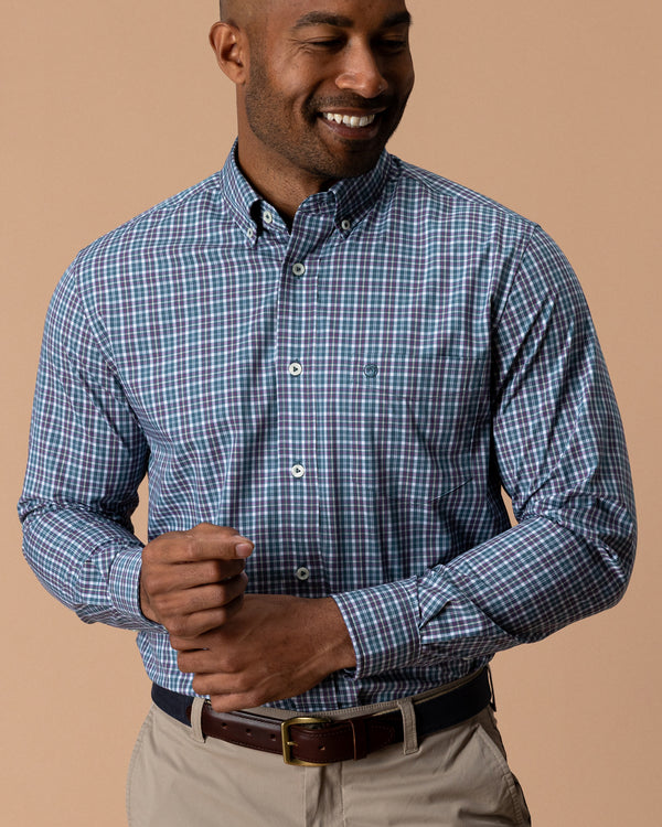 Performance Poplin Sport Shirt - Fraiser Plaid - Stormy Teal