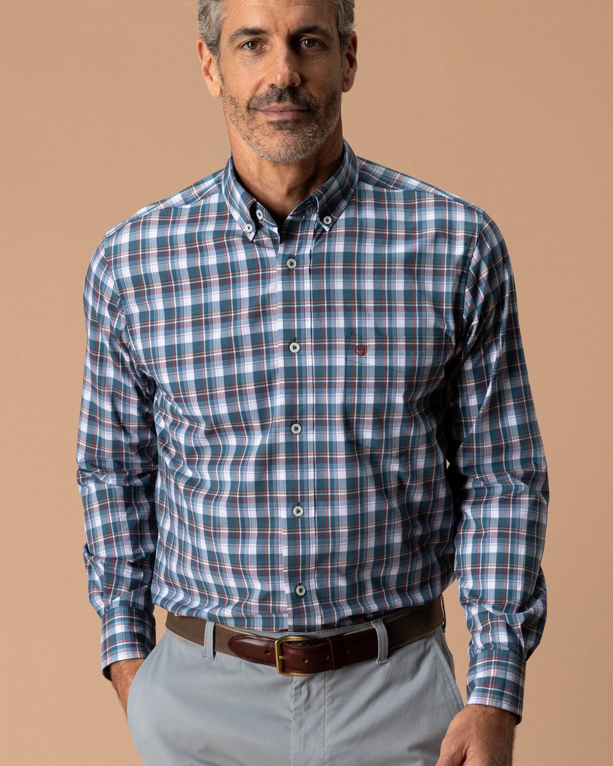 Performance Poplin Sport Shirt - Payne Plaid - Stormy Teal