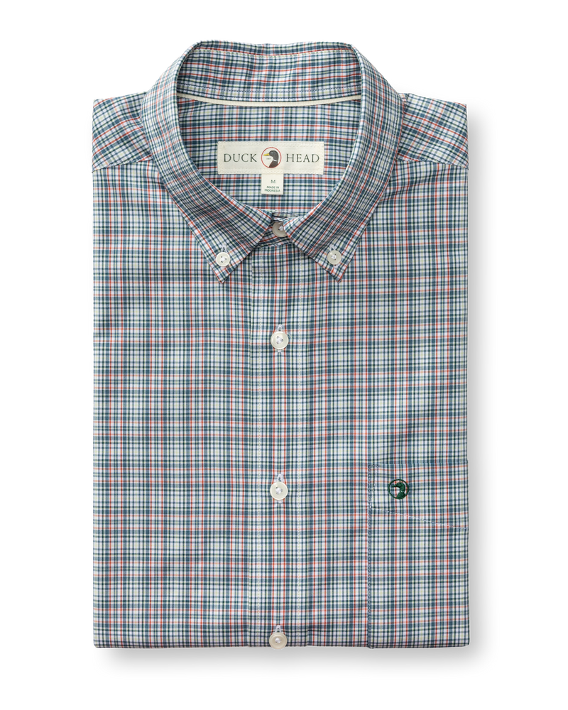 Performance Poplin Sport Shirt - Winstead Plaid - Stormy Teal