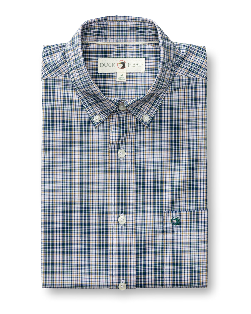 Performance Poplin Sport Shirt - Winstead Plaid - Navy Peony
