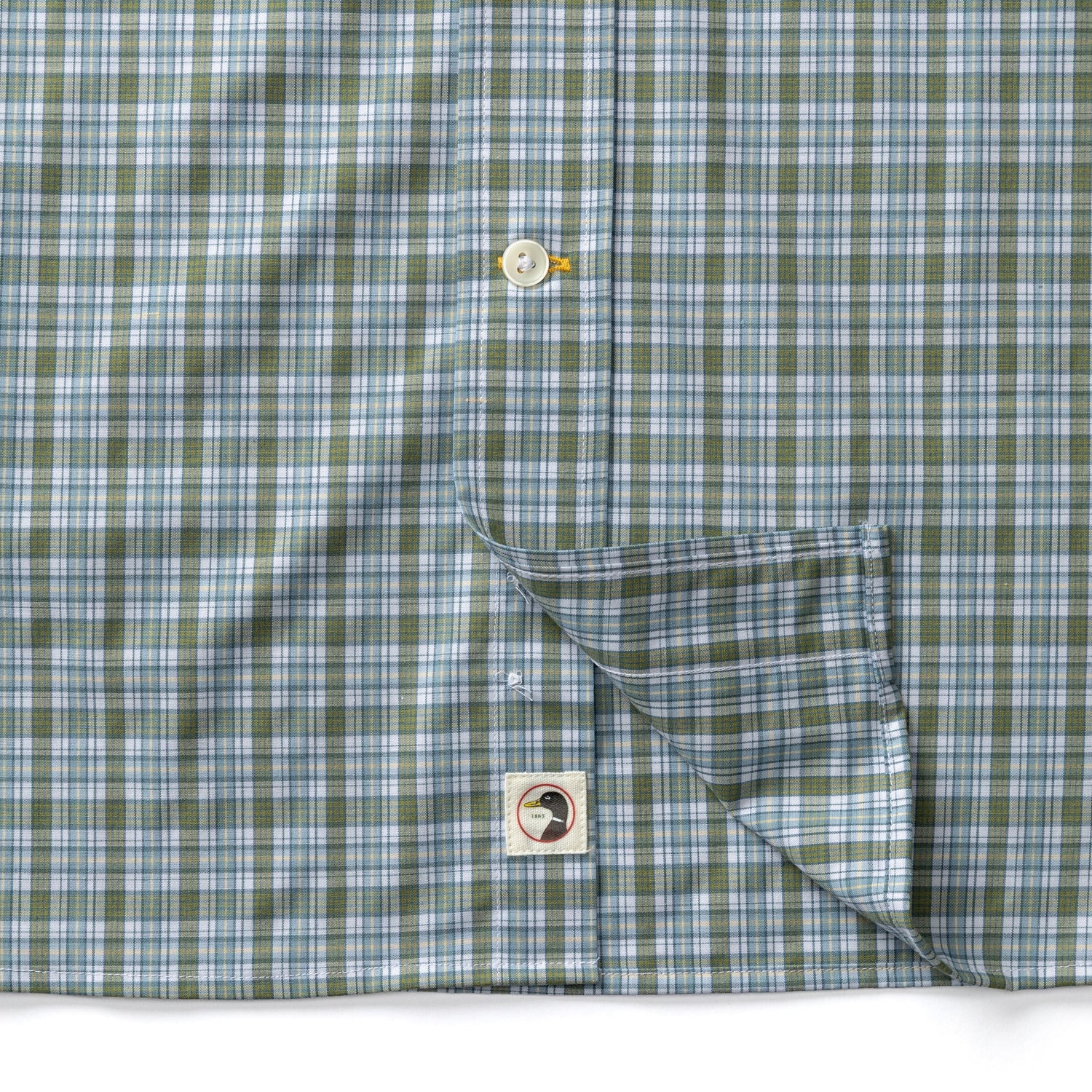 Performance Poplin Sport Shirt - Denton Plaid - Mossy Bark