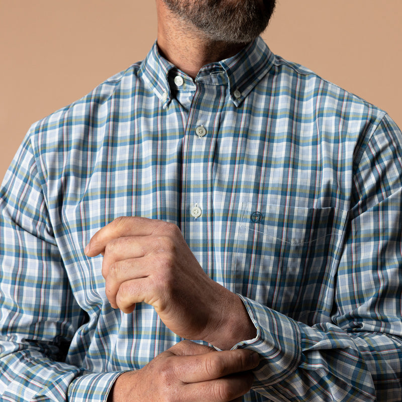 Performance Poplin Sport Shirt - Eaton Plaid - Sandrift Khaki