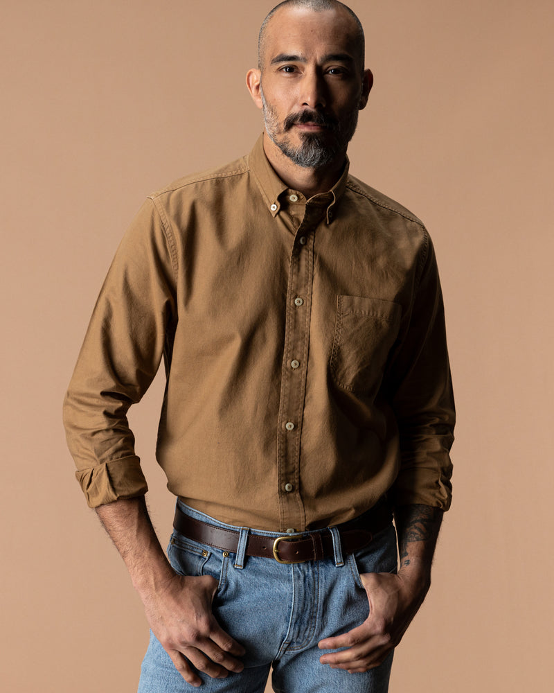 Cotton Oxford Sport Shirt - Beck Solid - Bronze Brown