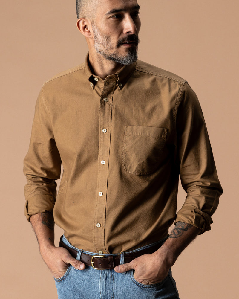 Cotton Oxford Sport Shirt - Beck Solid - Bronze Brown
