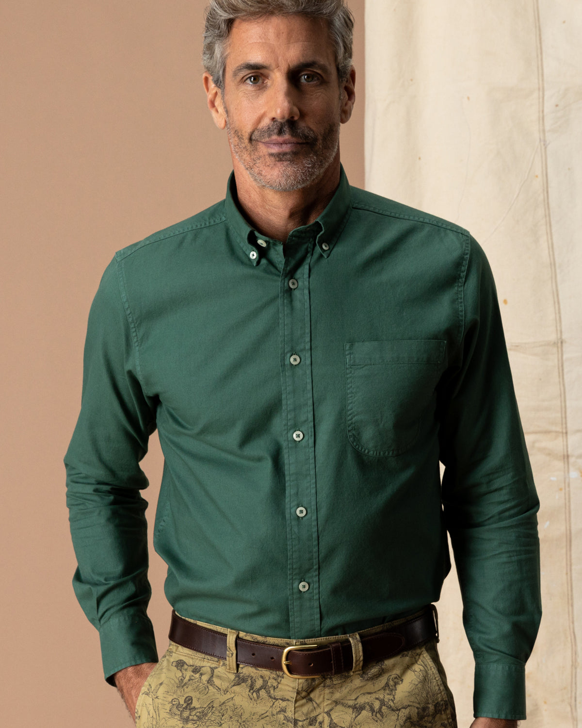 Cotton Oxford Sport Shirt - Beck Solid - Hunter Green