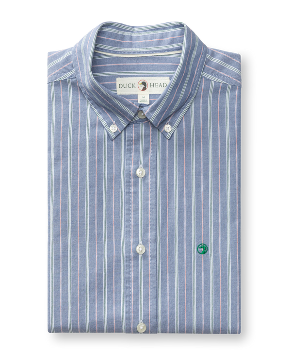 Cotton Oxford Sport Shirt - Garrison Stripe - Varsity Blue