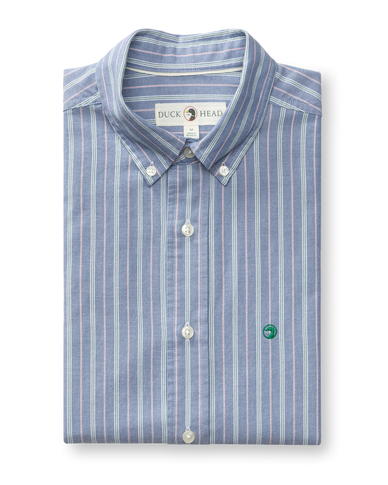 Cotton Oxford Sport Shirt - Garrison Stripe - Varsity Blue