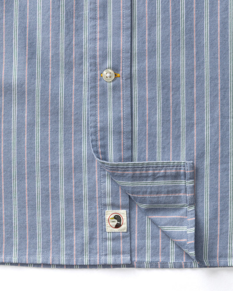 Cotton Oxford Sport Shirt - Garrison Stripe - Varsity Blue