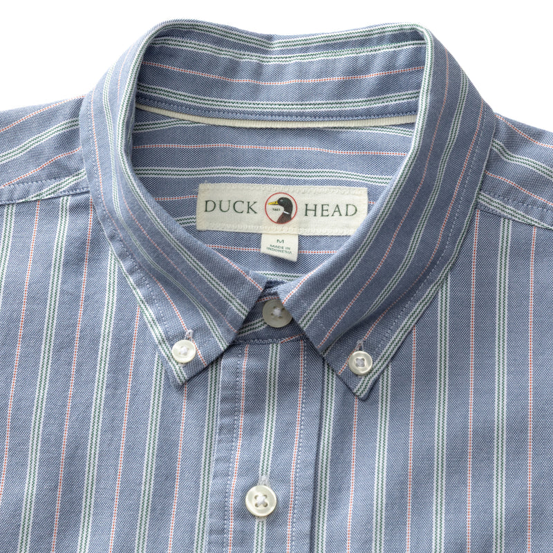 Cotton Oxford Sport Shirt - Garrison Stripe - Varsity Blue