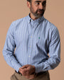 Cotton Oxford Sport Shirt - Garrison Stripe - Varsity Blue