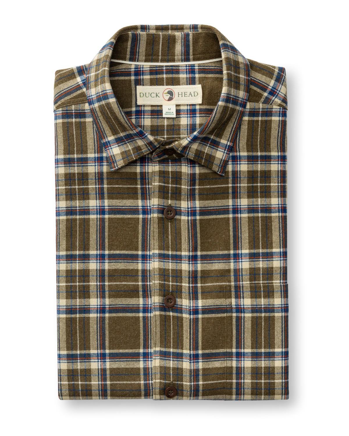 Cotton Flannel Sport Shirt - Iverson Plaid - Dark Olive