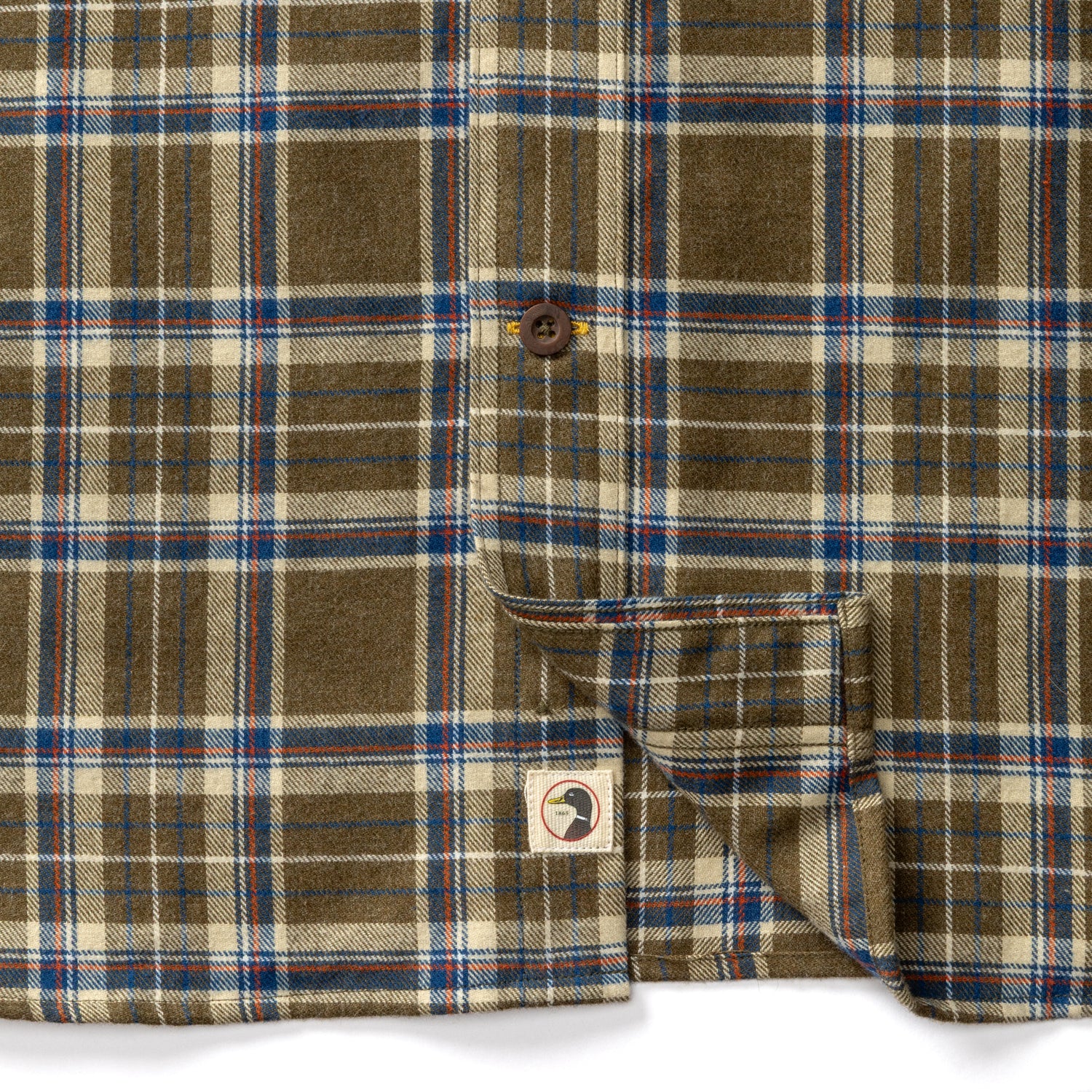 Cotton Flannel Sport Shirt - Iverson Plaid - Dark Olive