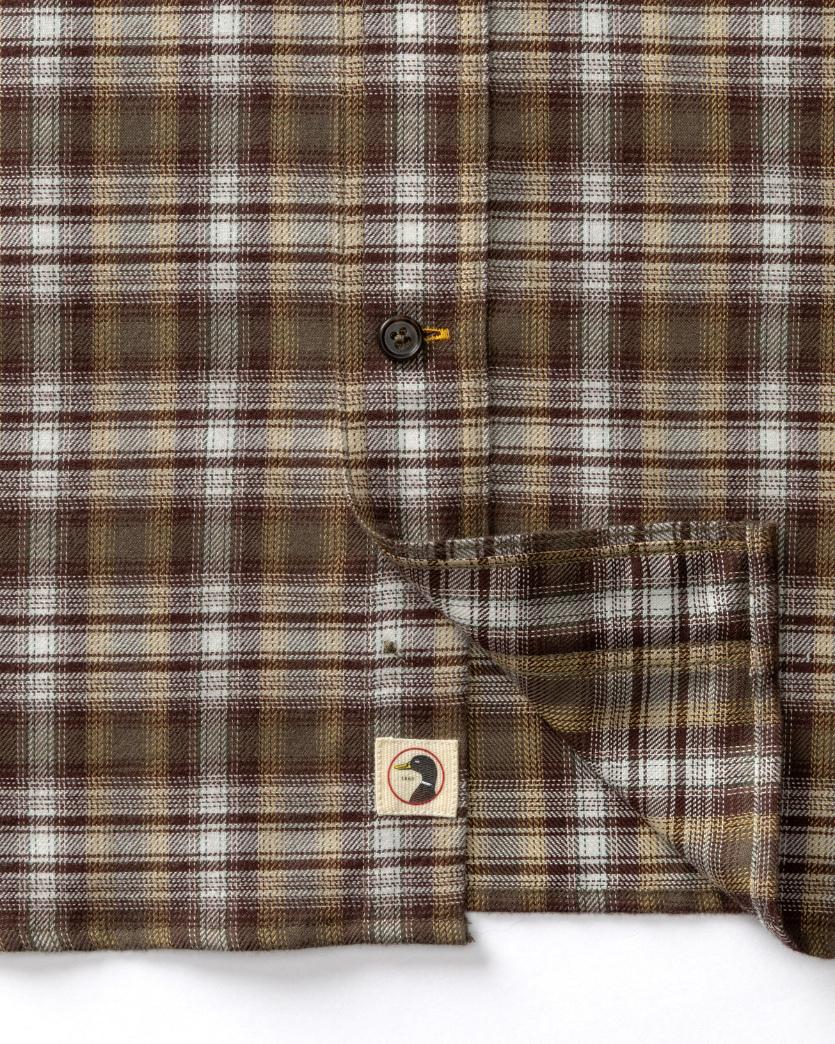 Cotton Flannel Sport Shirt - Merin Plaid - Crocodile Brown