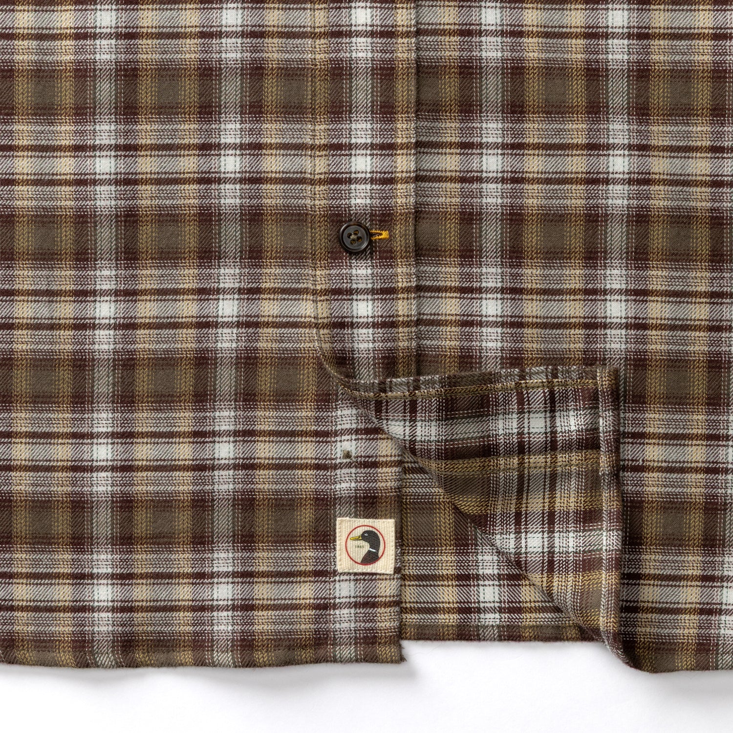 Cotton Flannel Sport Shirt - Merin Plaid - Crocodile Brown