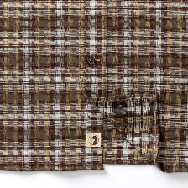 Cotton Flannel Sport Shirt - Merin Plaid - Crocodile Brown