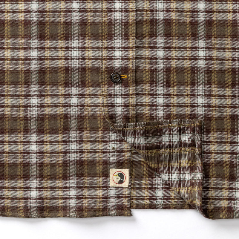Cotton Flannel Sport Shirt - Merin Plaid - Crocodile Brown