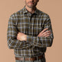 Cotton Flannel Sport Shirt - Iverson Plaid - Dark Olive