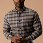 Cotton Flannel Sport Shirt - Merin Plaid - Crocodile Brown