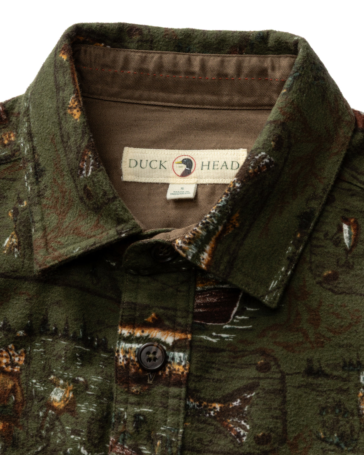 Slater Moleskin Overshirt - Fisherman Print - Dark Forest Green