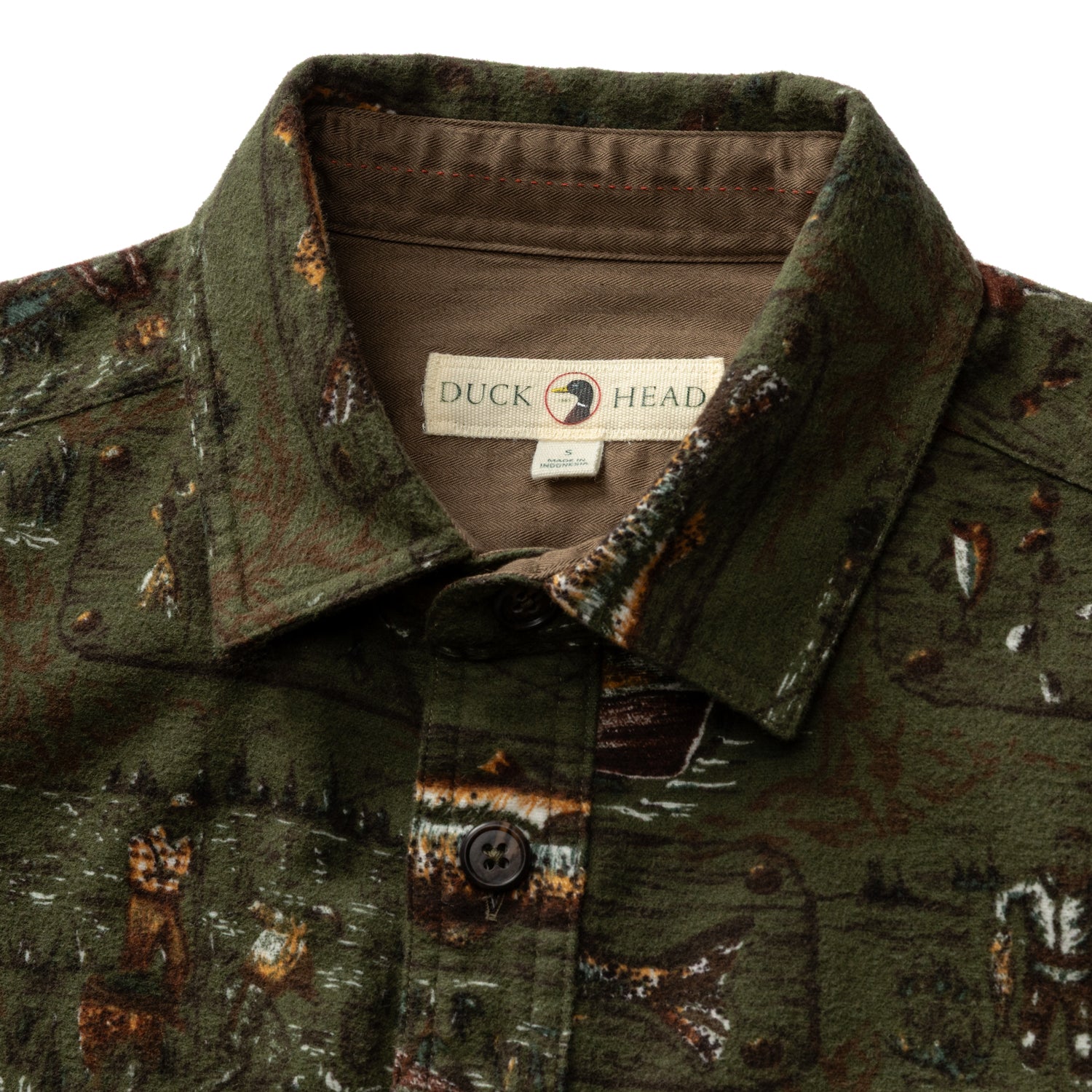 Slater Moleskin Overshirt - Fisherman Print - Dark Forest Green