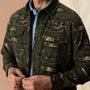 Slater Moleskin Overshirt - Fisherman Print - Dark Forest Green