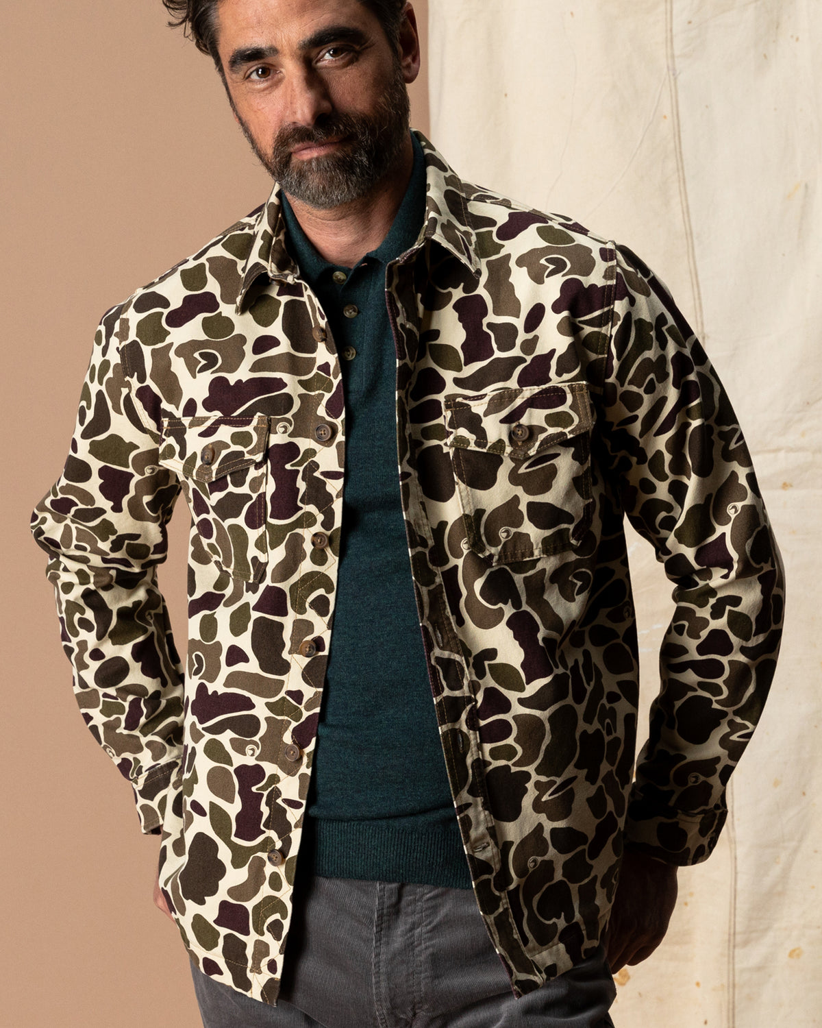 Vintage Camo Duck Canvas Jacket - Sandrift Khaki Camo