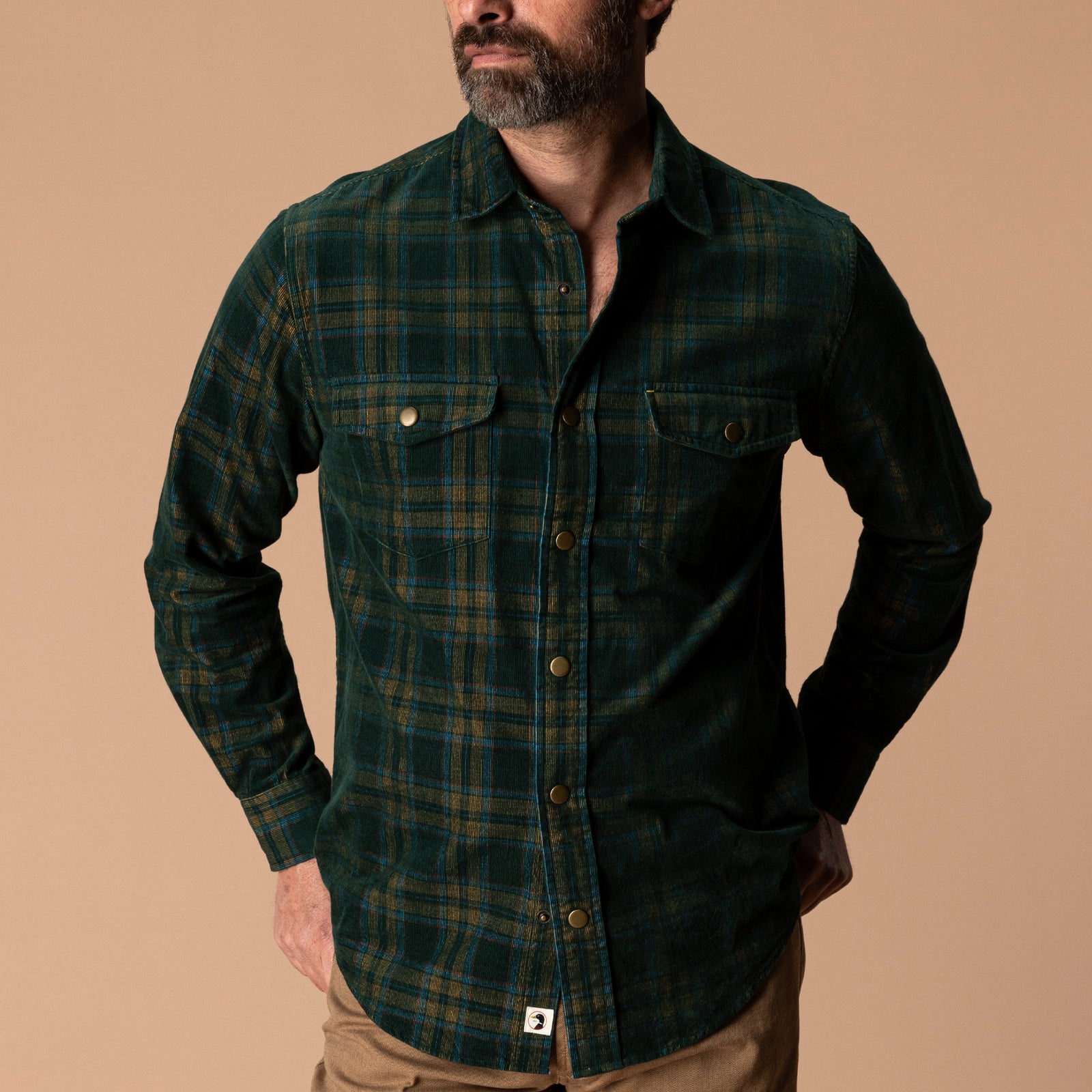 Corduroy Snap Shirt - Timberly Plaid - Pine Grove
