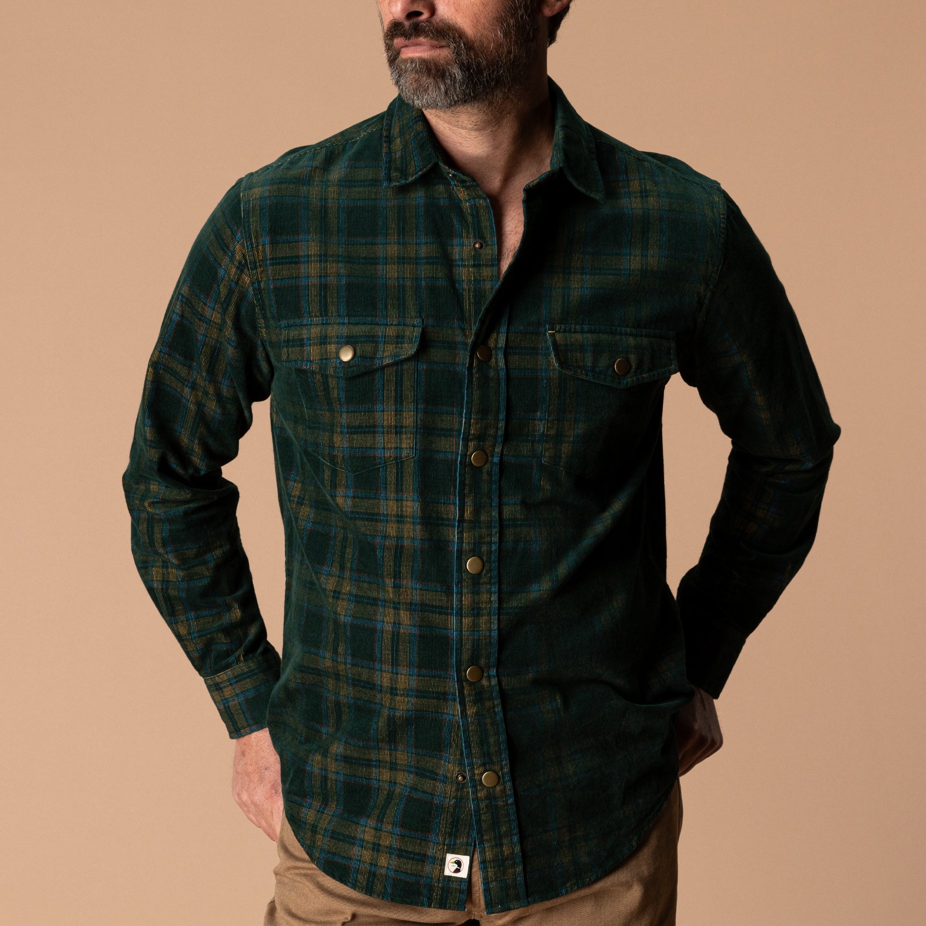 Corduroy Snap Shirt - Timberly Plaid - Pine Grove