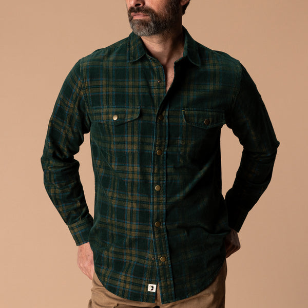 Corduroy Snap Shirt - Timberly Plaid - Pine Grove