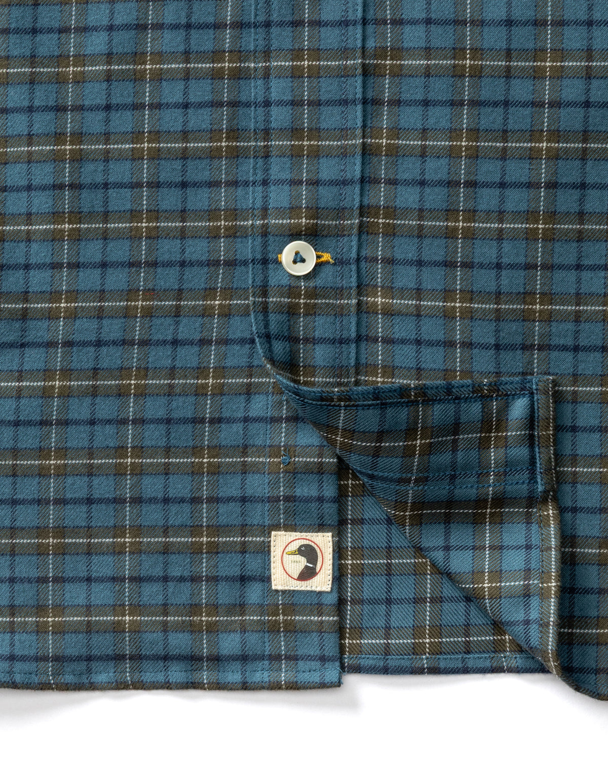 Cotton Flannel Sport Shirt - Wexler Plaid - Stormy Teal