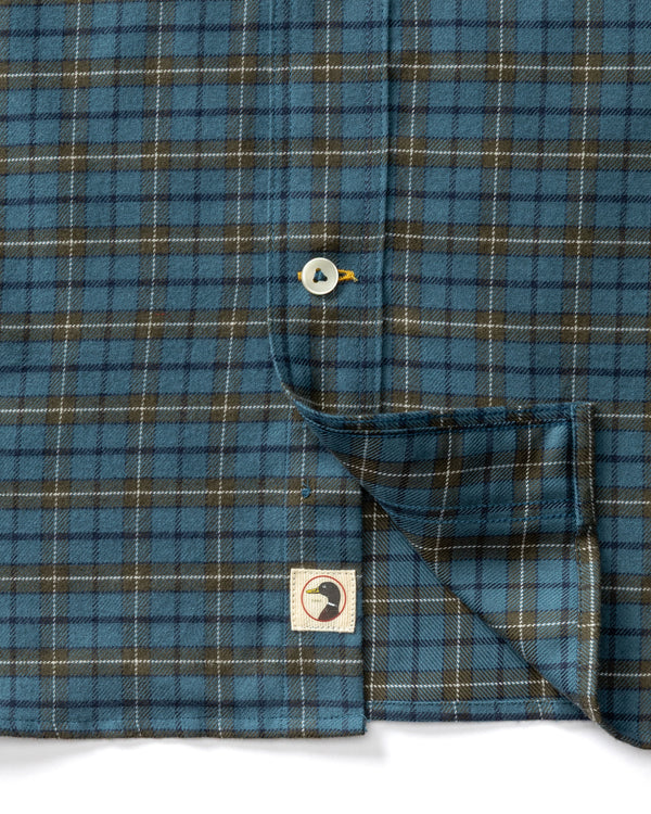 Cotton Flannel Sport Shirt - Wexler Plaid - Stormy Teal