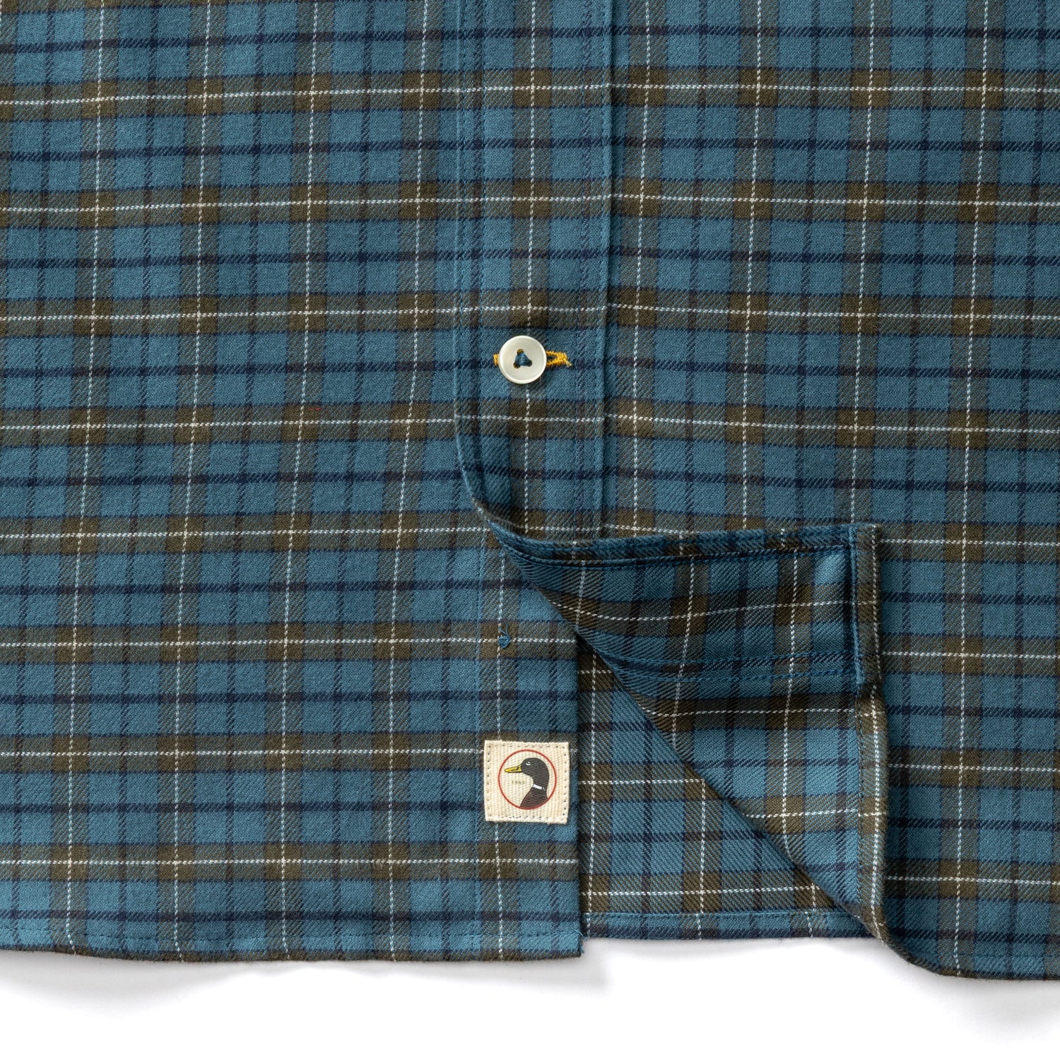 Cotton Flannel Sport Shirt - Wexler Plaid - Stormy Teal