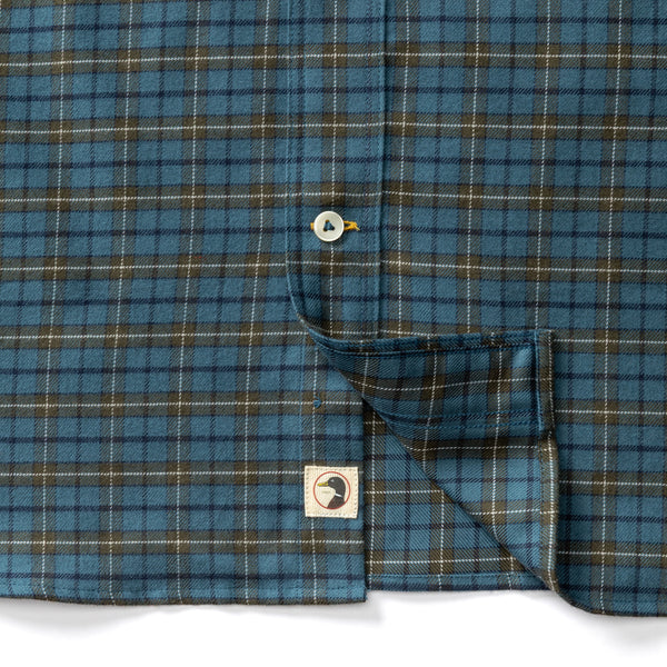 Cotton Flannel Sport Shirt - Wexler Plaid - Stormy Teal