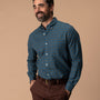 Cotton Flannel Sport Shirt - Wexler Plaid - Stormy Teal