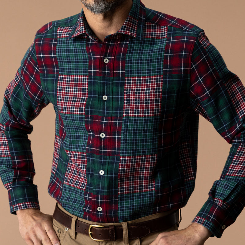 Cotton Flannel Sport Shirt - Pierre Patchwork - Multi