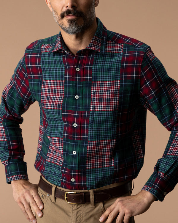 Cotton Flannel Sport Shirt - Pierre Patchwork - Multi
